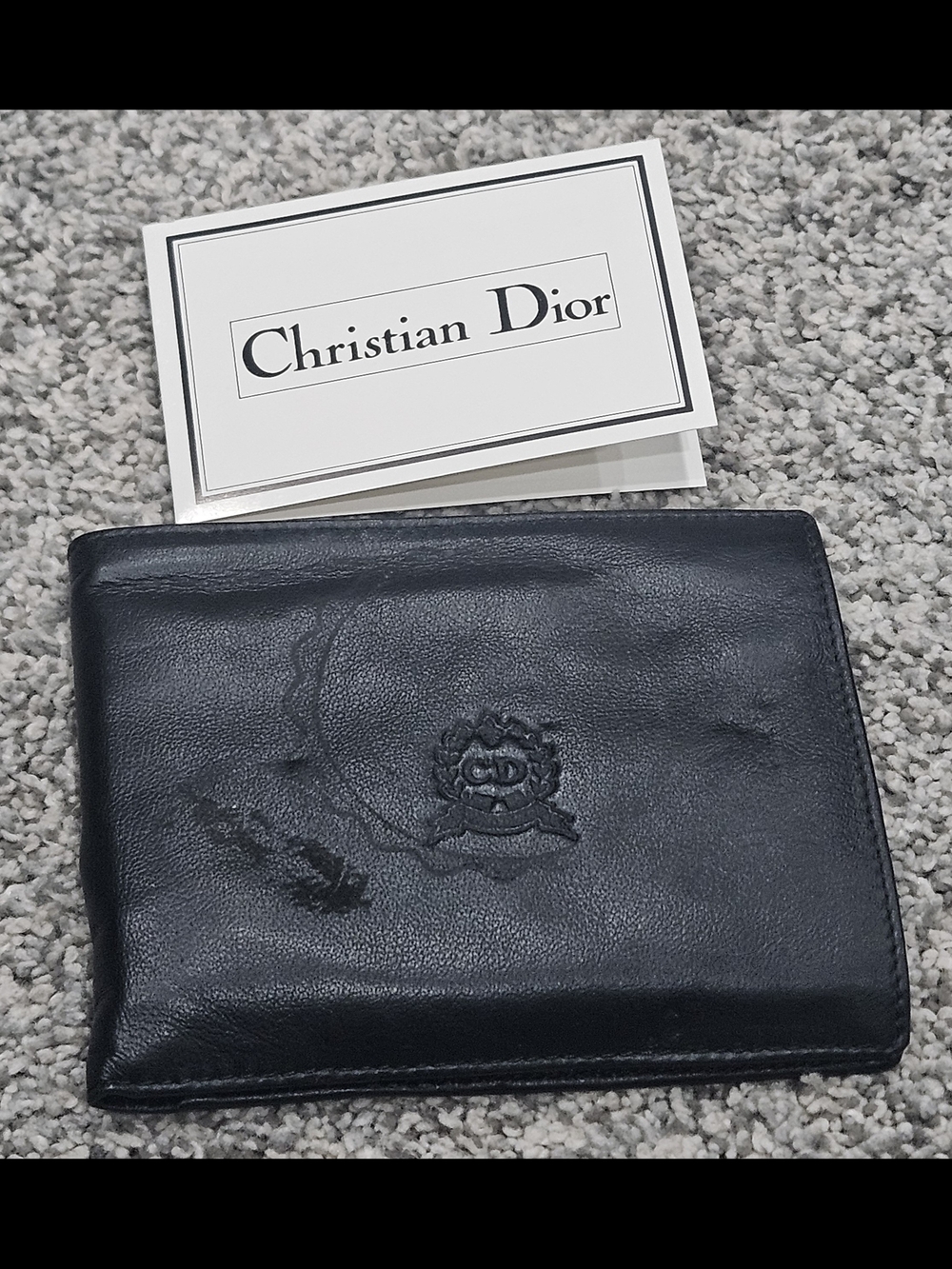 Dior Black Leather Bi-Fold Wallet with Card Slots